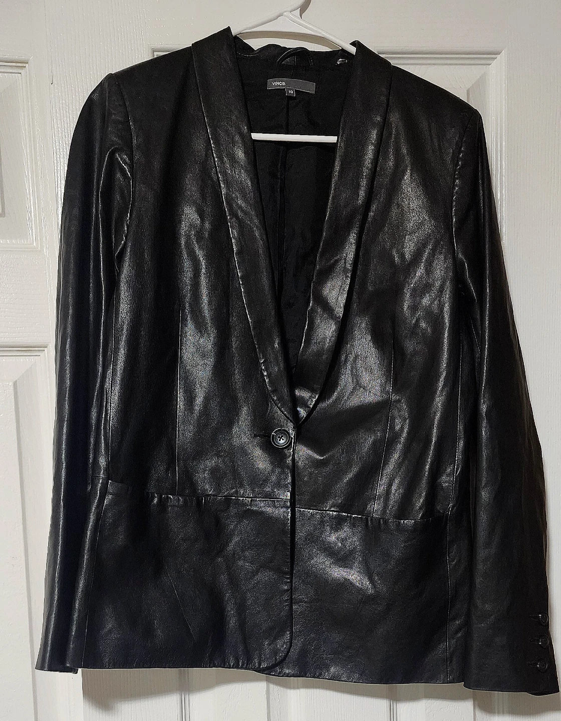 Vince Black Leather Blazer - Size 10