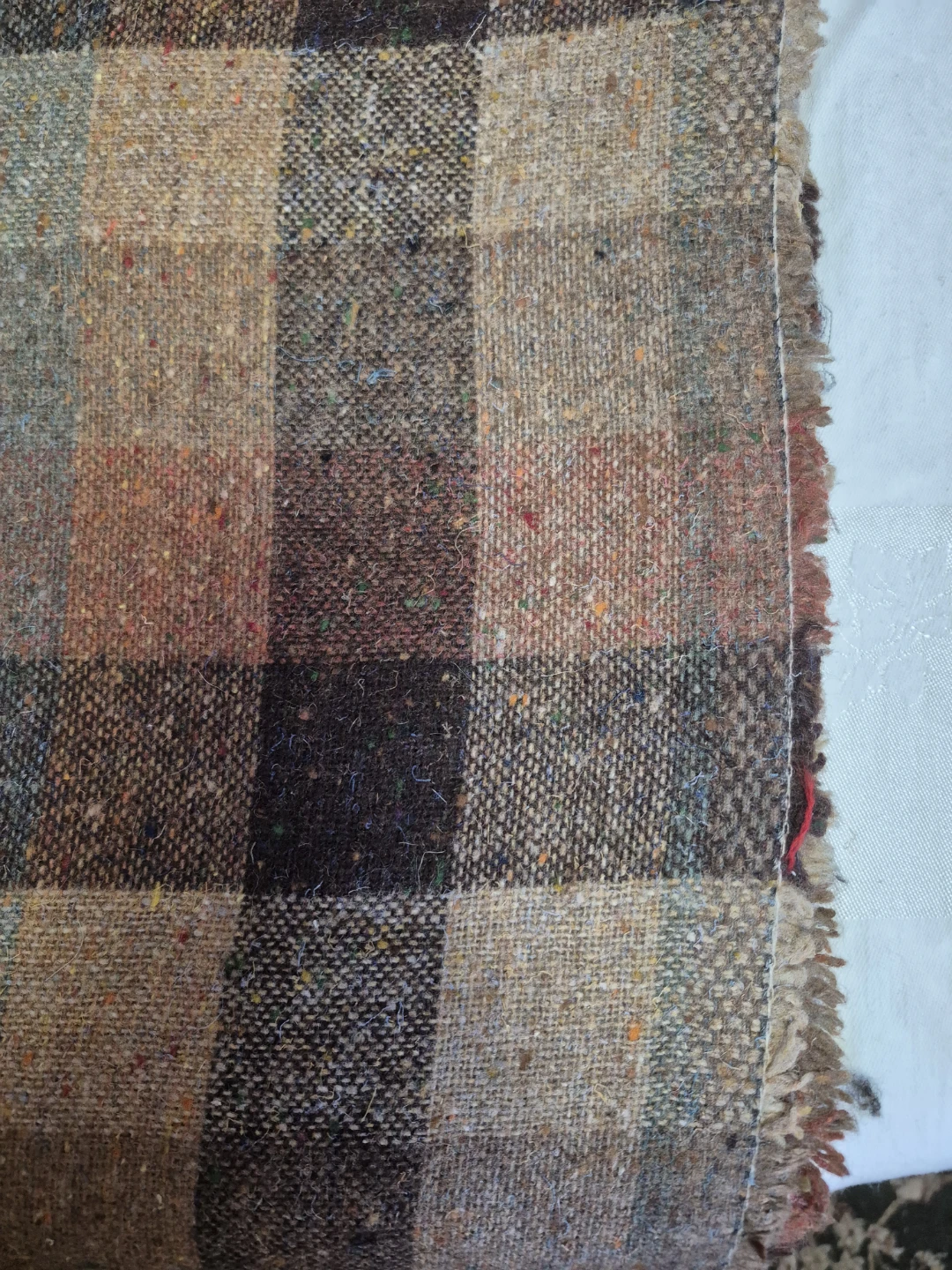 Tweed Checked Fabric Piece 1.54m W x 1.35m L,