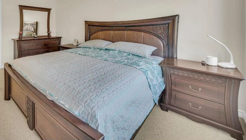 King size dark wood bedroom set - bed, dresser, 2 nightstands