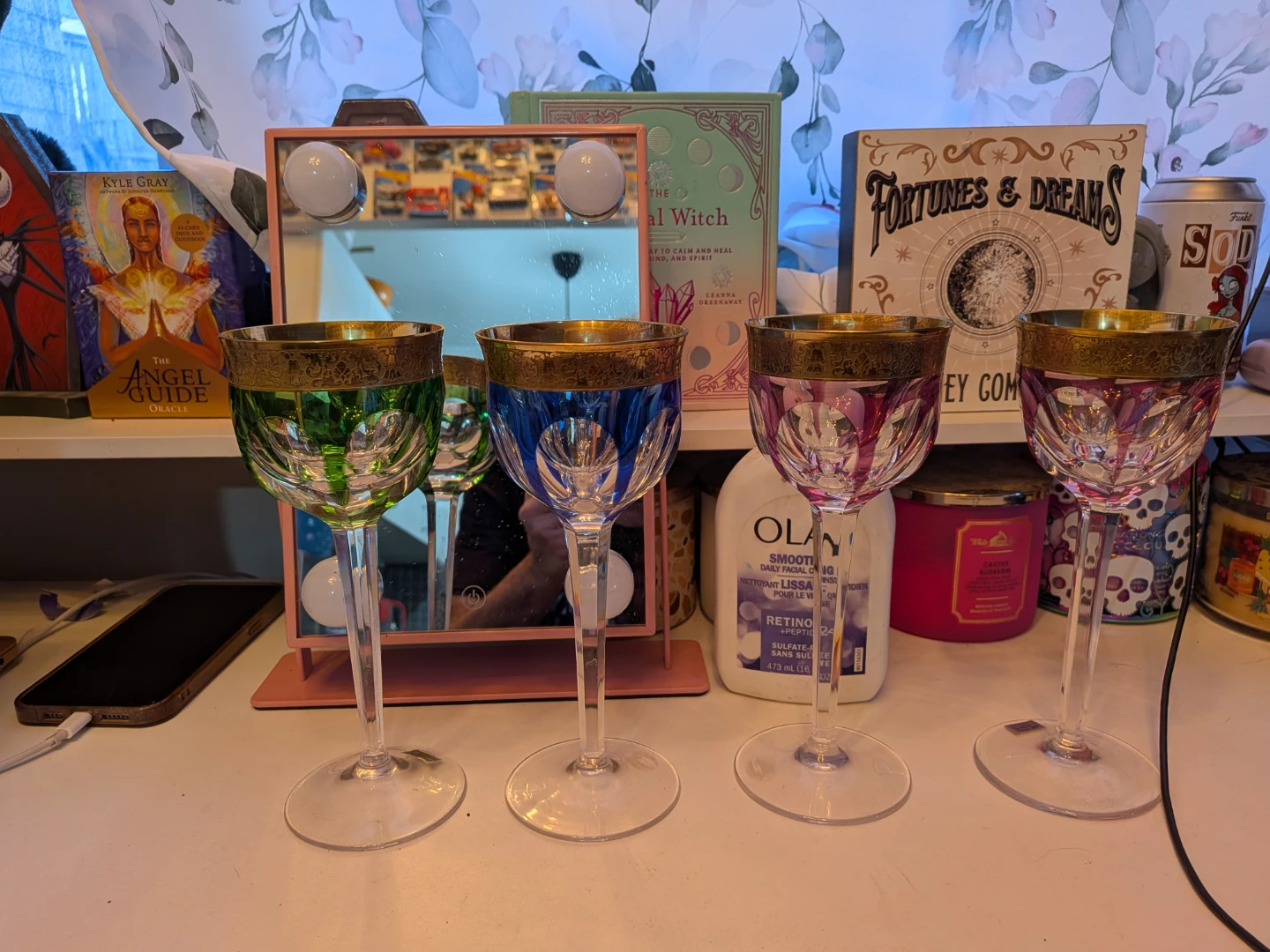 Set of 4 Moser Crystal Wine Glasses with Gold Rim - photo 3