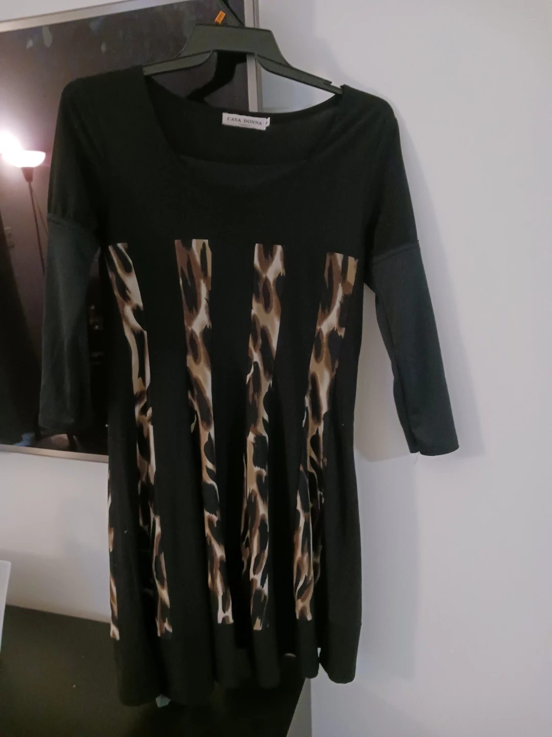 Casa Donna Black Leopard Print Dress