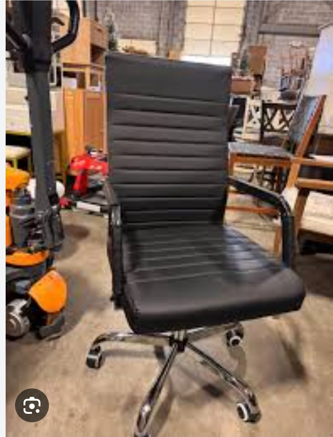 Black Faux Leather Office Chair - photo 3