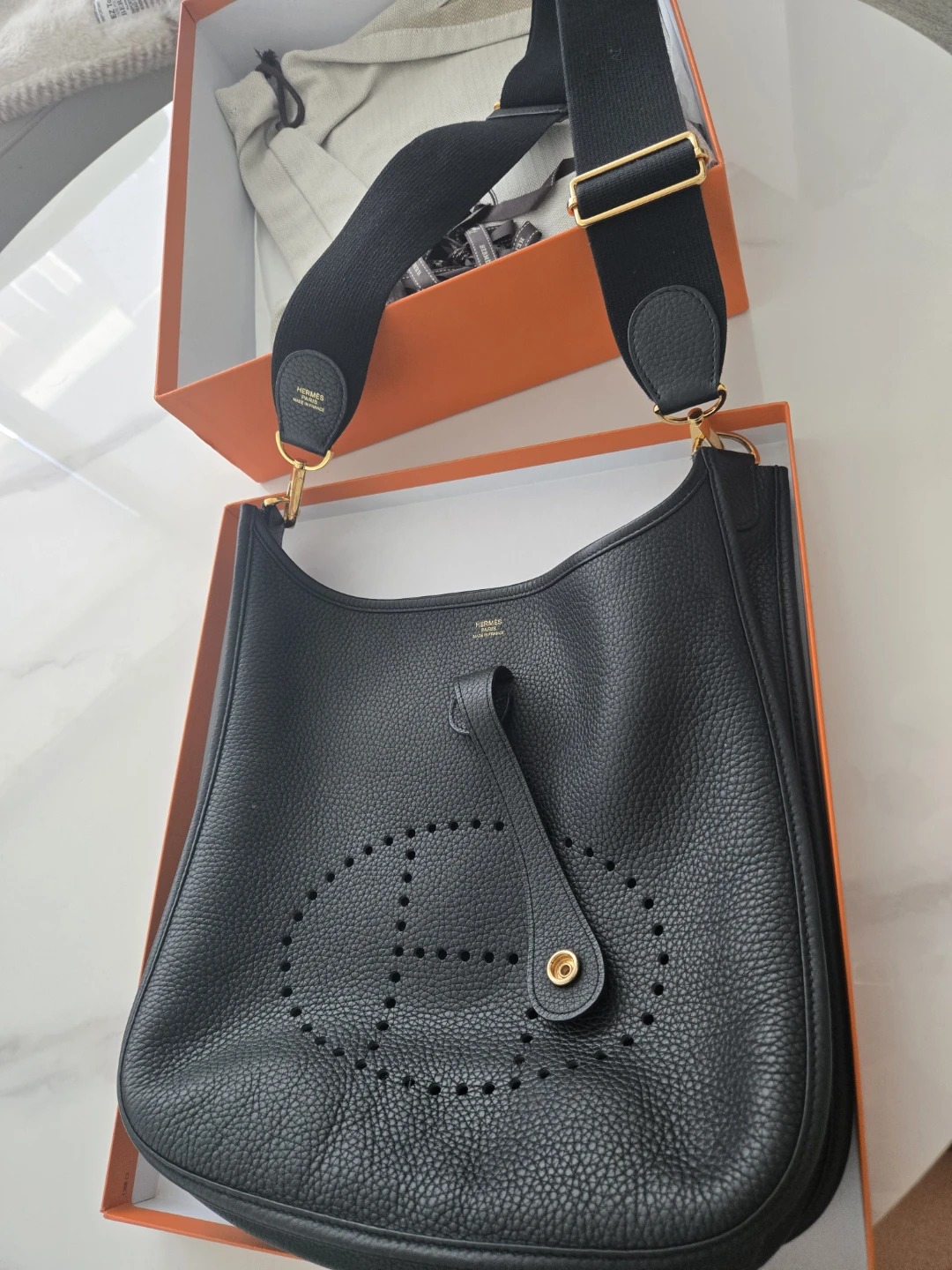 Hermès Black Leather Shoulder Bag