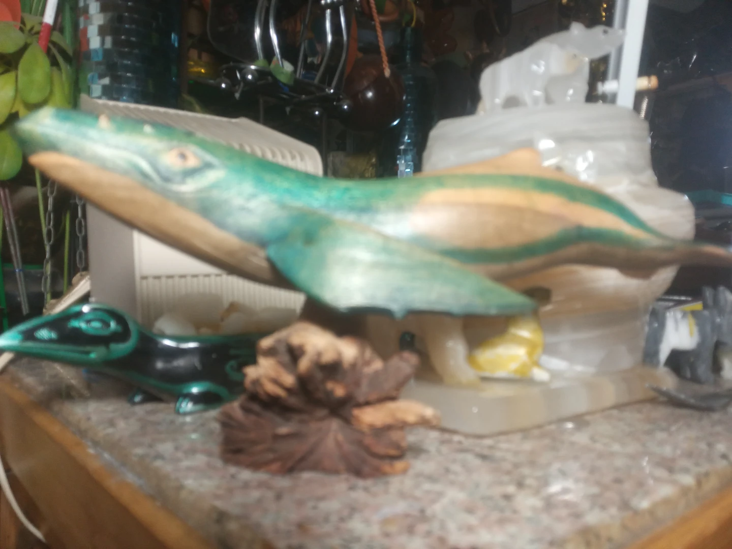 Hand Carved Wooden Whale Figurine blue whale