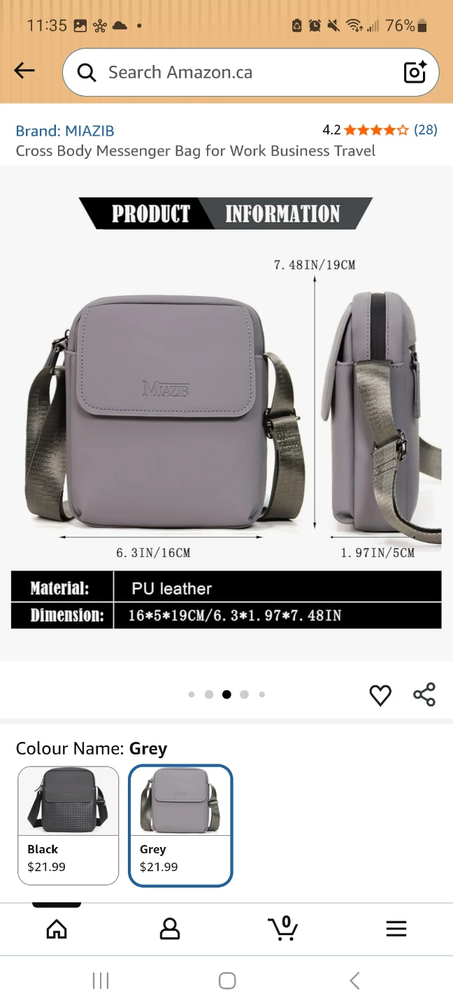 New x2 MiaZib Grey Cross Body Messenger Bag 🌱