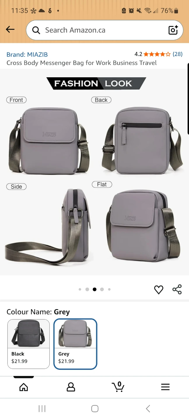 New x2 MiaZib Grey Cross Body Messenger Bag 🌱 - photo 2