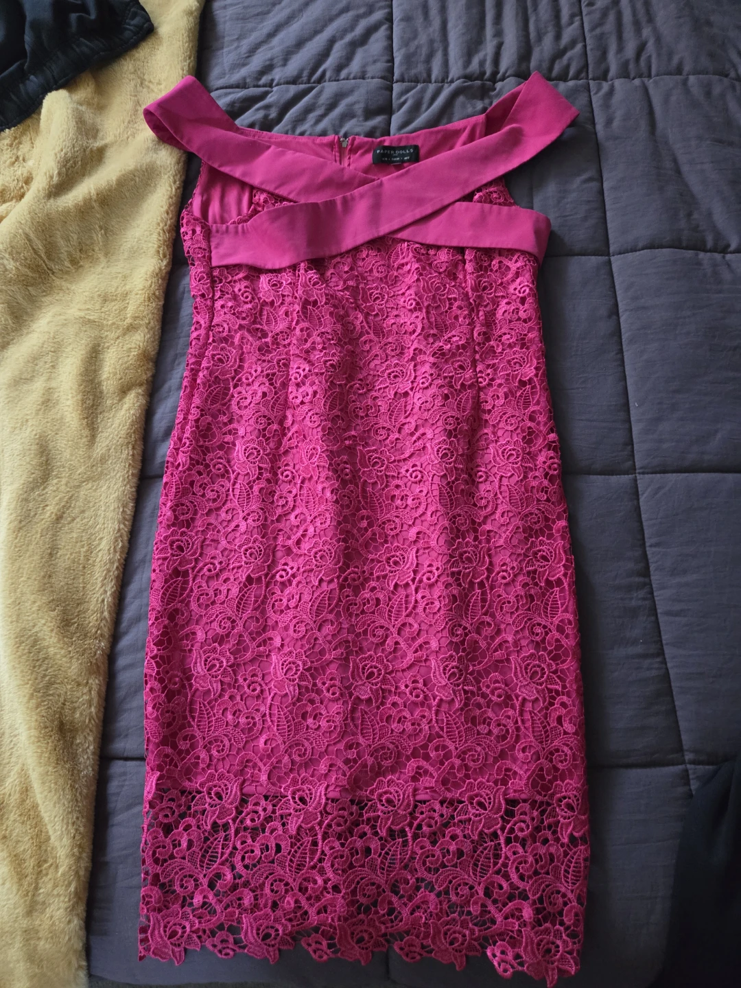 Paper Dolls Pink Lace Off-the-Shoulder Dress - Size 12