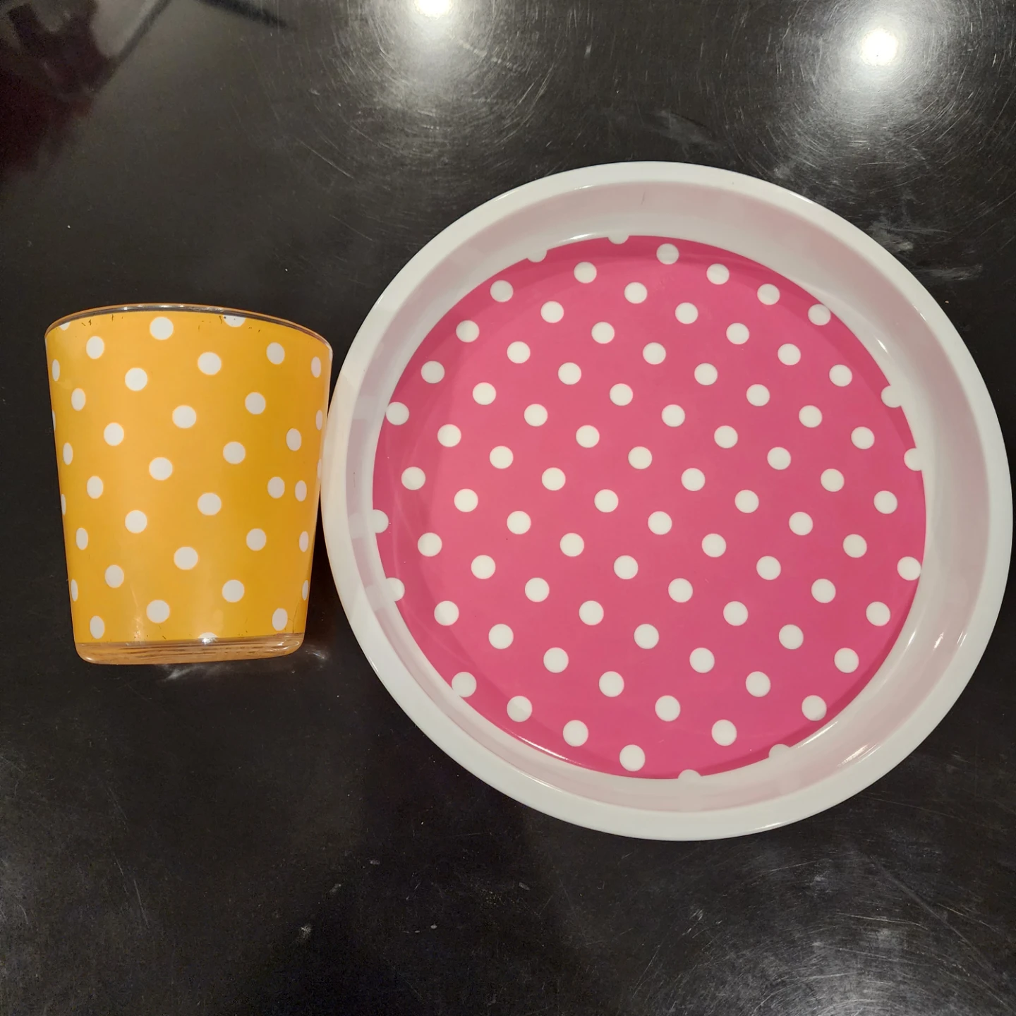 Toddler Polka Dot Cup and plate Set