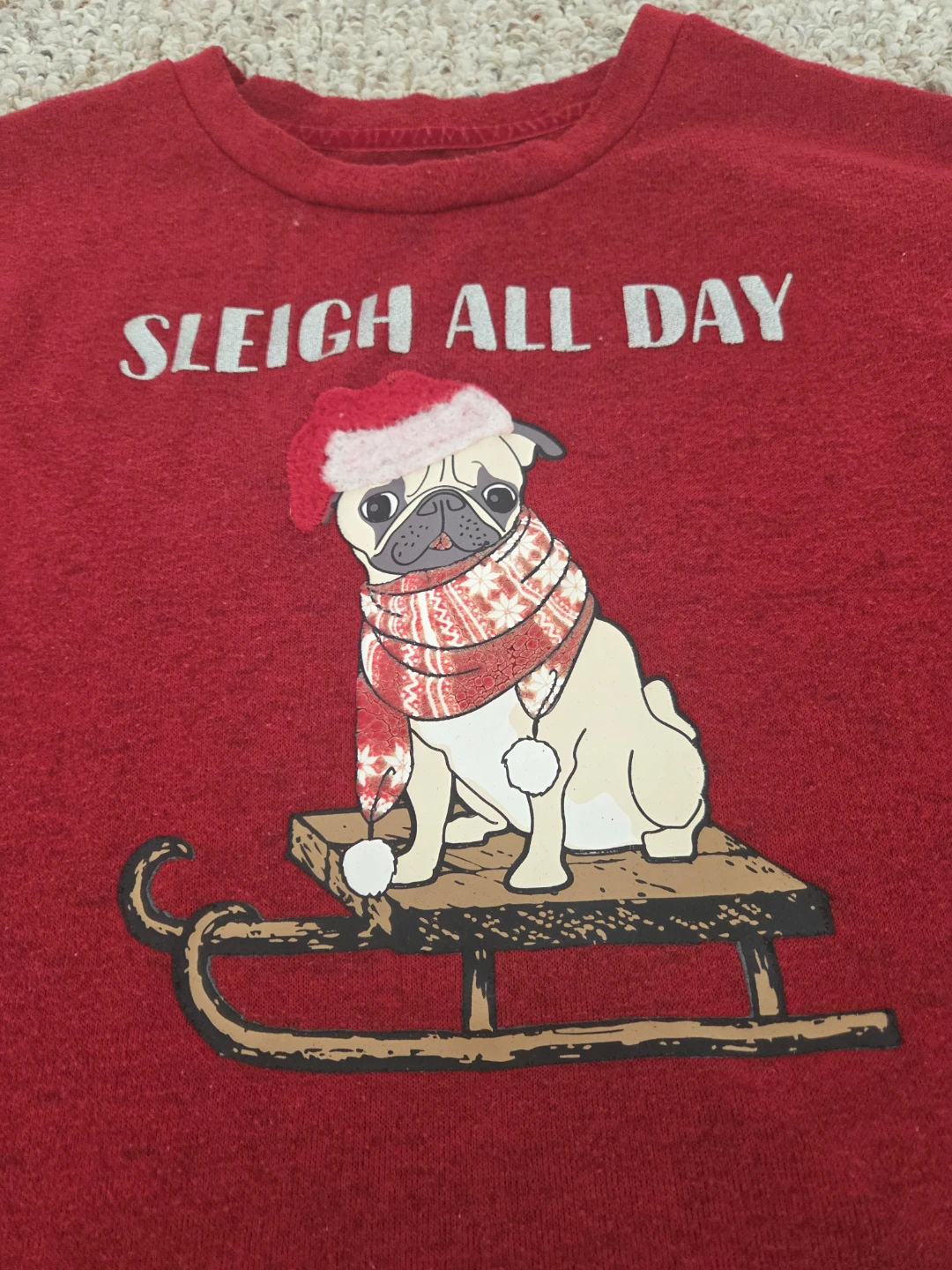 Kids' Christmas Pug Sleigh Long Sleeve Shirt - photo 2