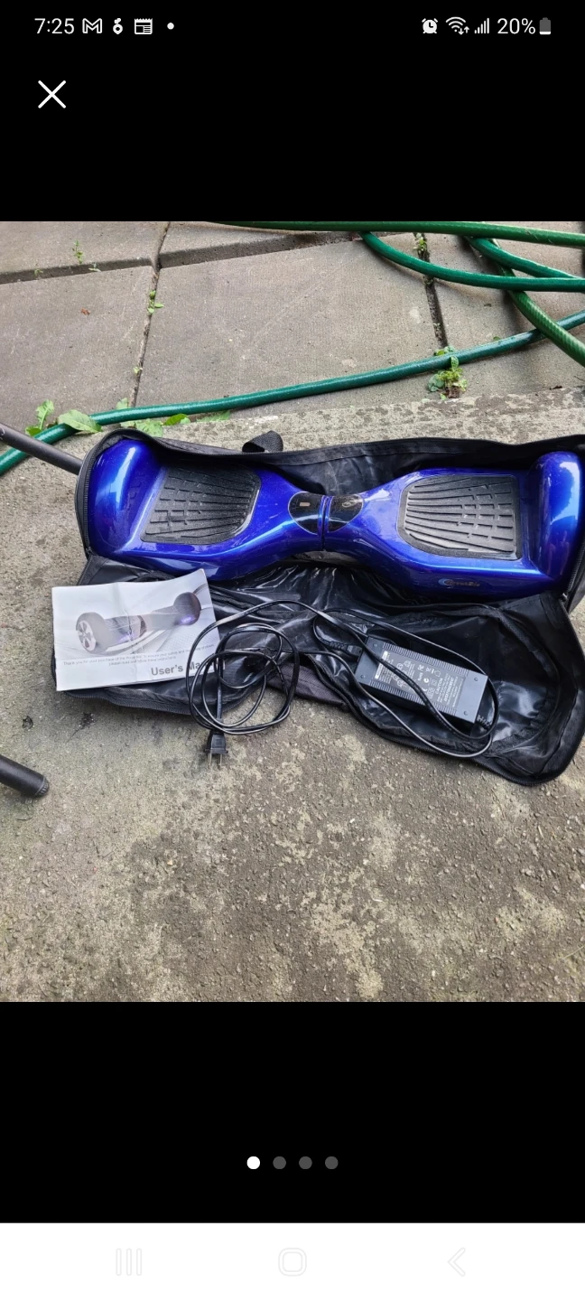 Blue Hoverboard with Charger and User Manual
