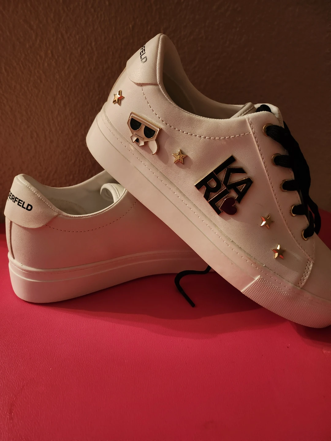 Karl Lagerfeld White Leather Sneakers with Charms
