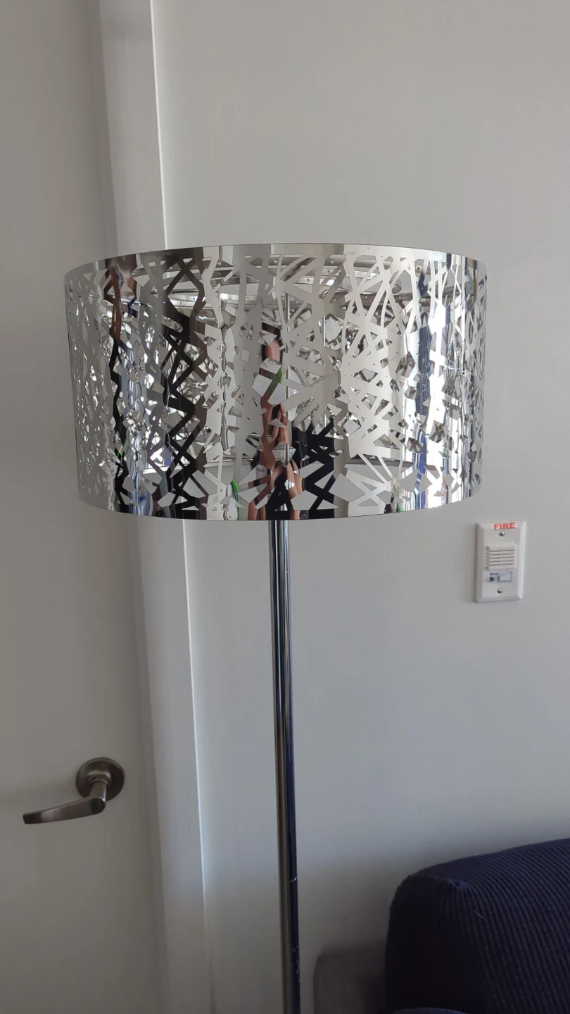 2 Silver Floor Lamps with Crystal Accents