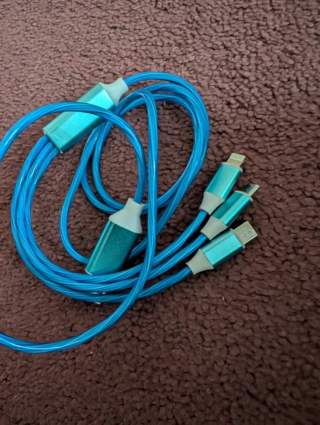 Blue 3-in-1 Charging Cable (Lightning, USB-C, Micro USB)