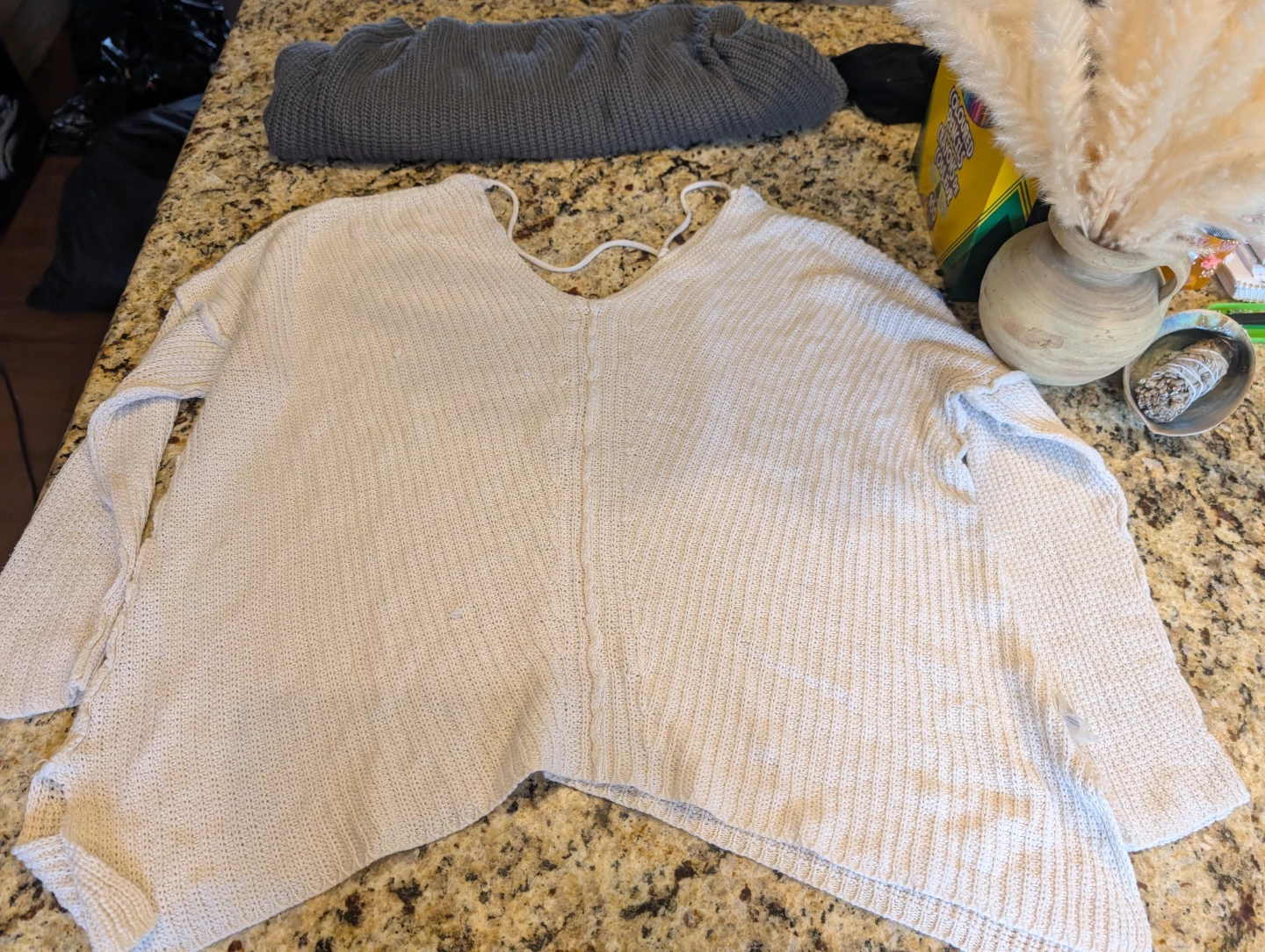 Cream and Grey Cropped Sweaters