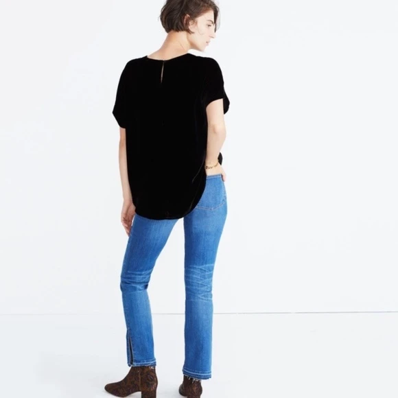 Madewell Black Velvet Top with Tulip Hem (S) - photo 2