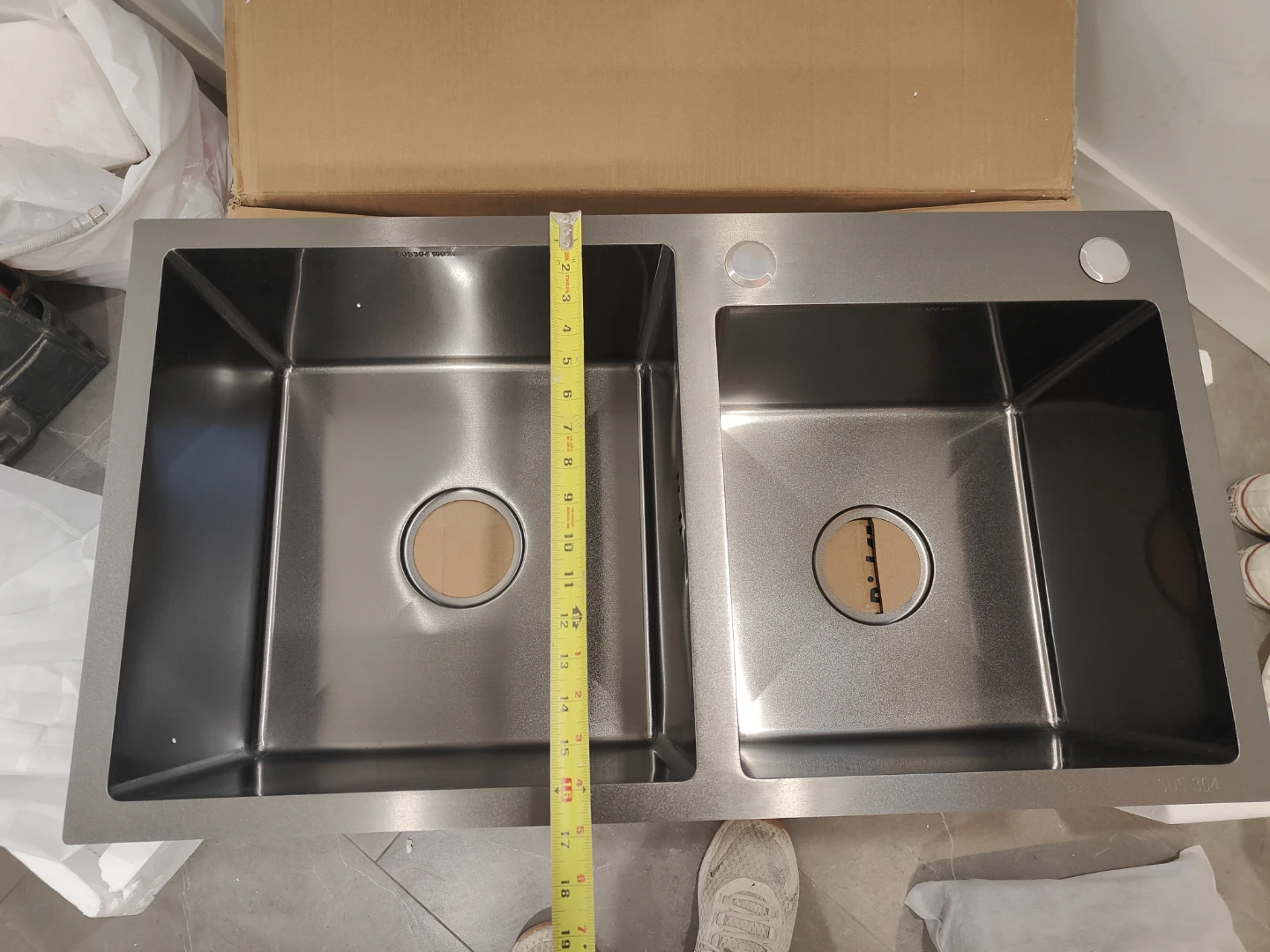 Double Topmount black Stainless Steel Kitchen Sink - photo 2
