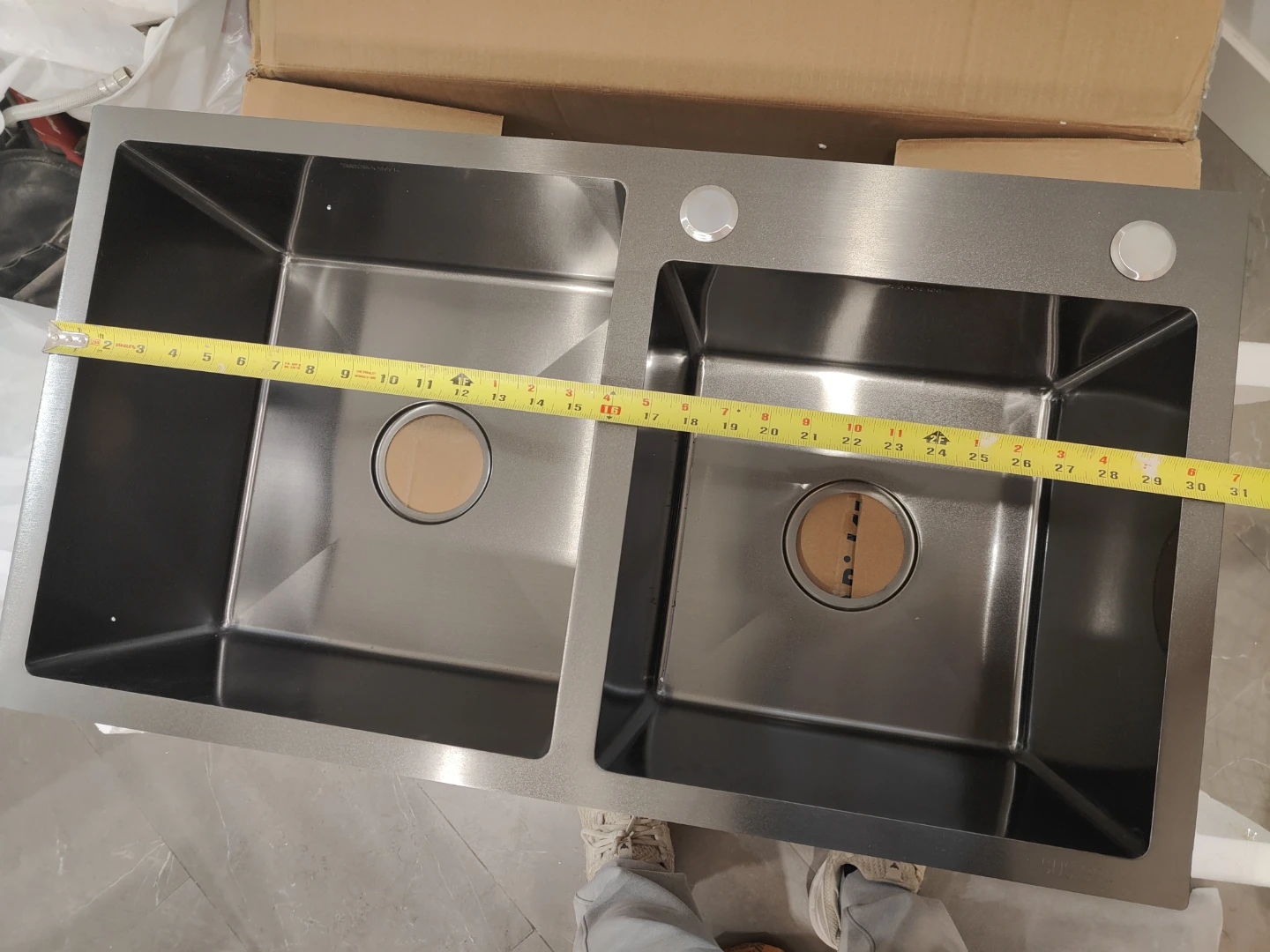 Double Topmount black Stainless Steel Kitchen Sink - photo 3