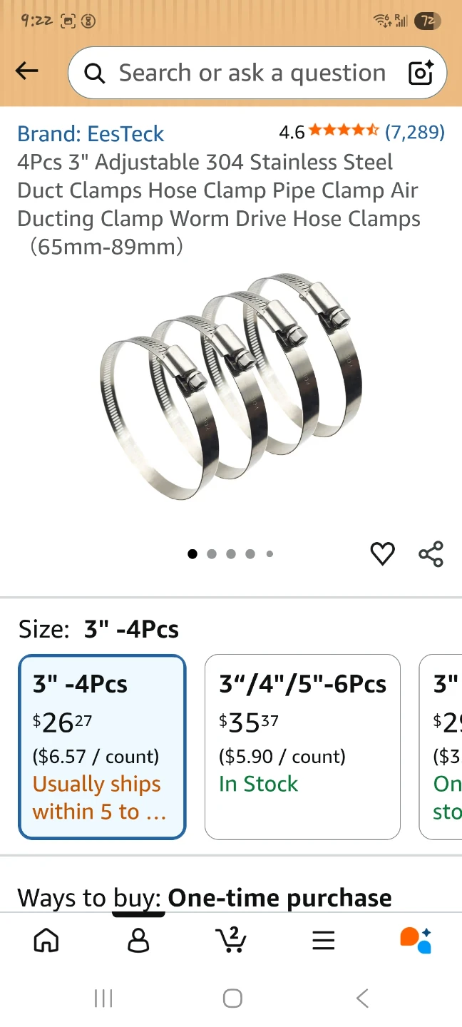 4 Pcs 3" Adjustable 304 Stainless Steel Hose Clamps 🌱