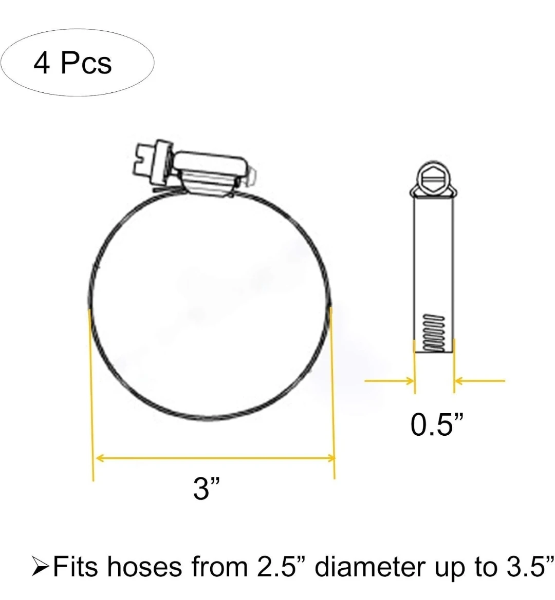 4 Pcs 3" Adjustable 304 Stainless Steel Hose Clamps 🌱 - photo 2