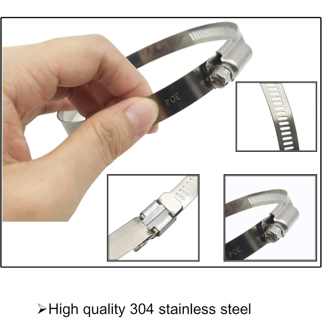 4 Pcs 3" Adjustable 304 Stainless Steel Hose Clamps 🌱 - photo 3