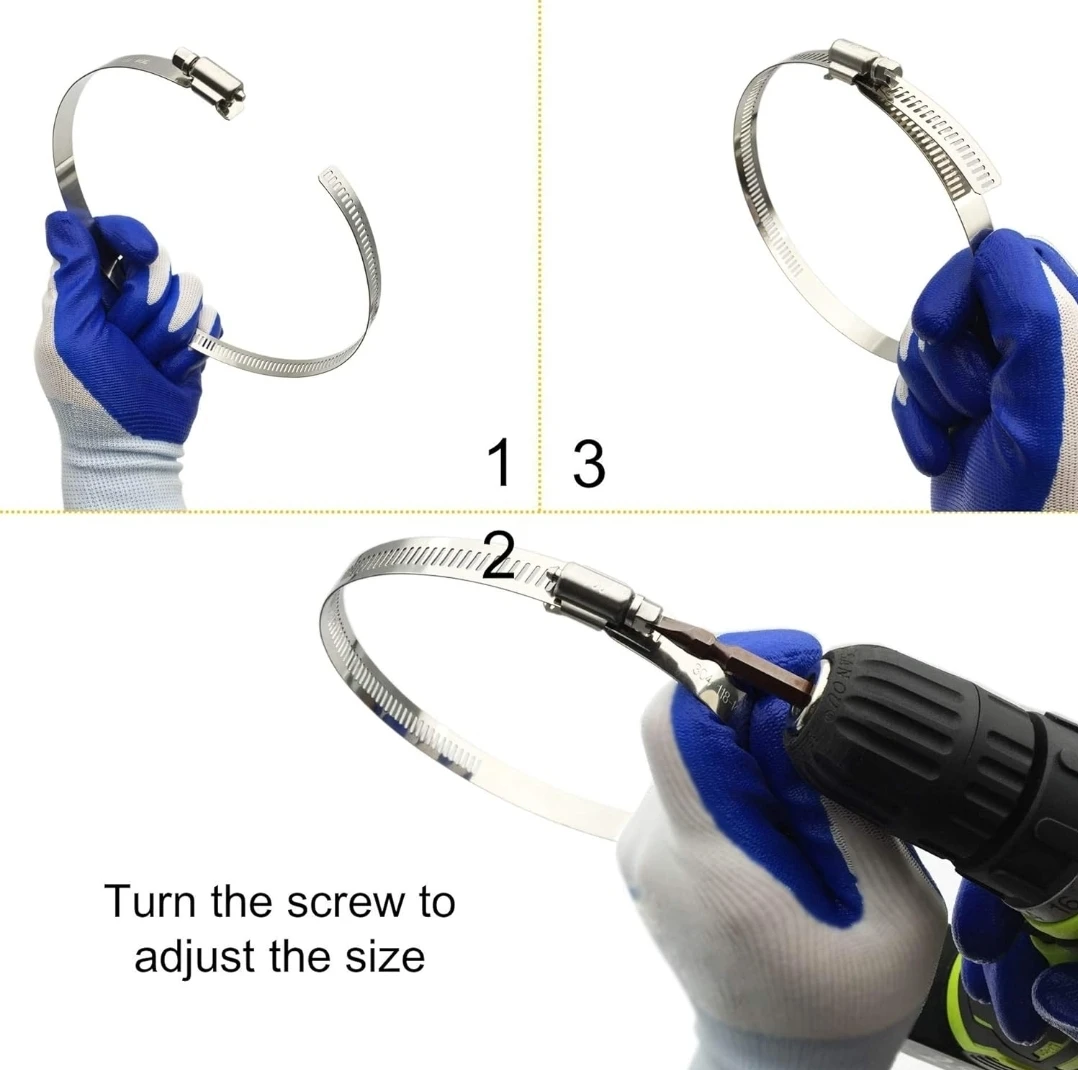 4 Pcs 3" Adjustable 304 Stainless Steel Hose Clamps 🌱 - photo 5