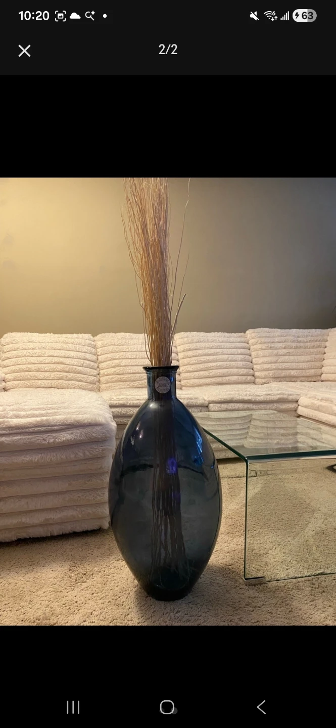 Large Blue Glass Vase with decor sticks - photo 2