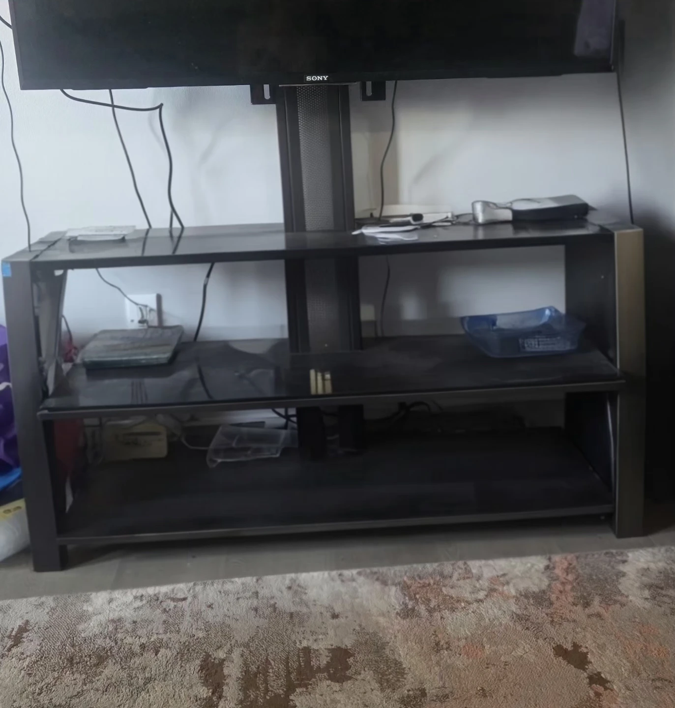 Black Glass TV Stand
