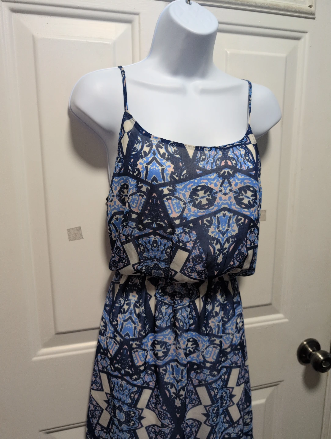 Pink Rose Blue Patterned Maxi Dress - photo 2