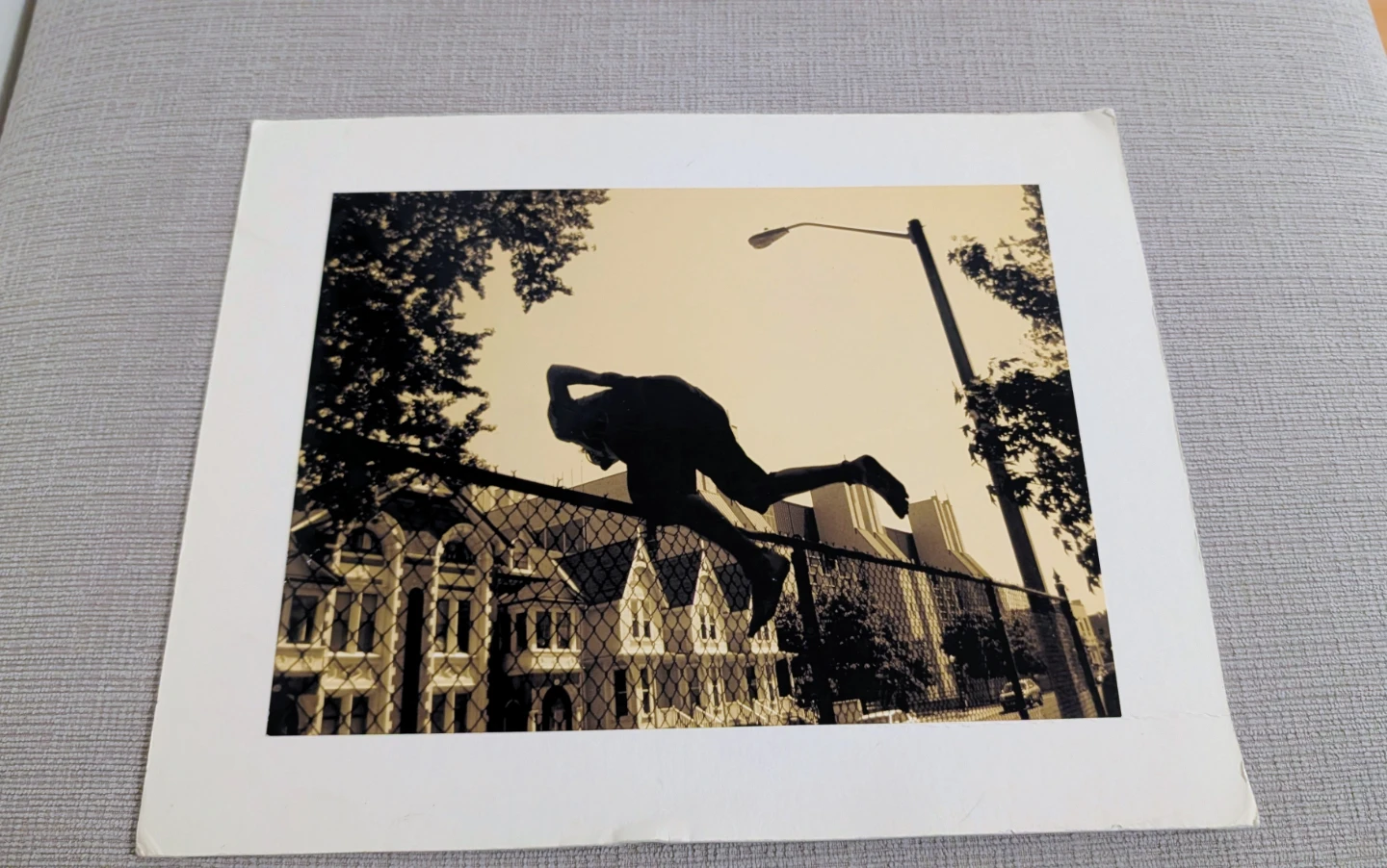 Vintage Art Photo Print of Person Jumping Fence