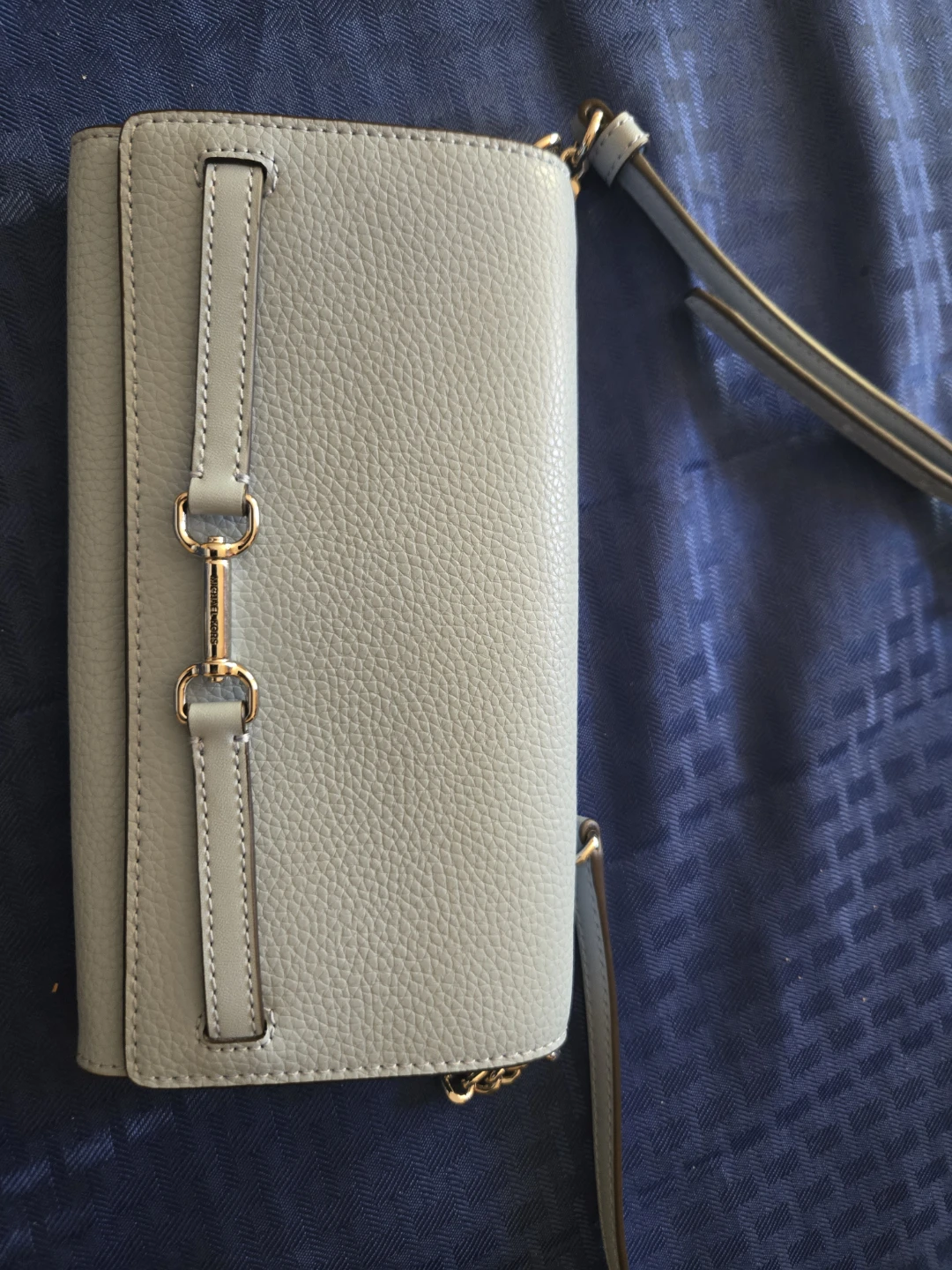 Michael Kors Light Grey Leather Wallet/Crossbody Bag