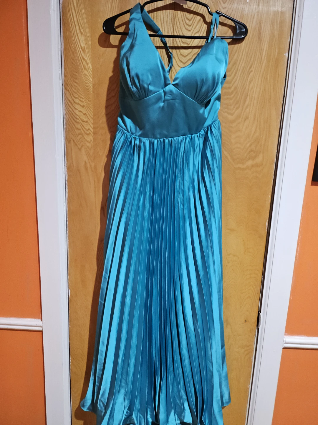 Teal Pleated Maxi Dress