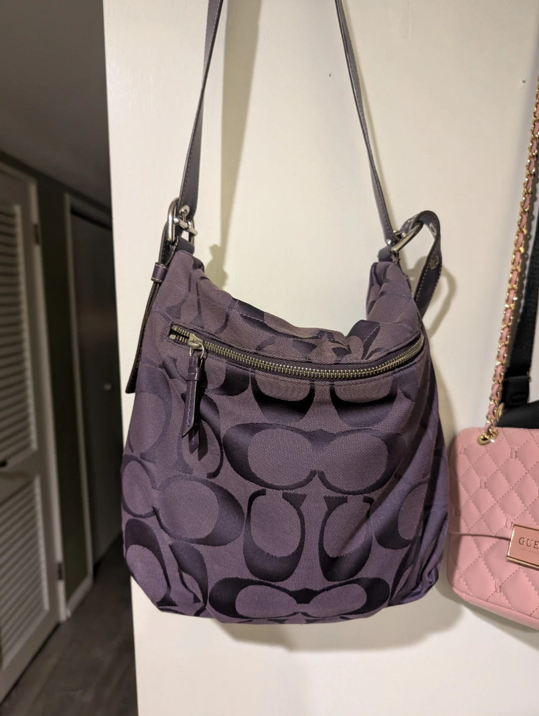 Coach Signature C Hobo Bag - Purple/Black