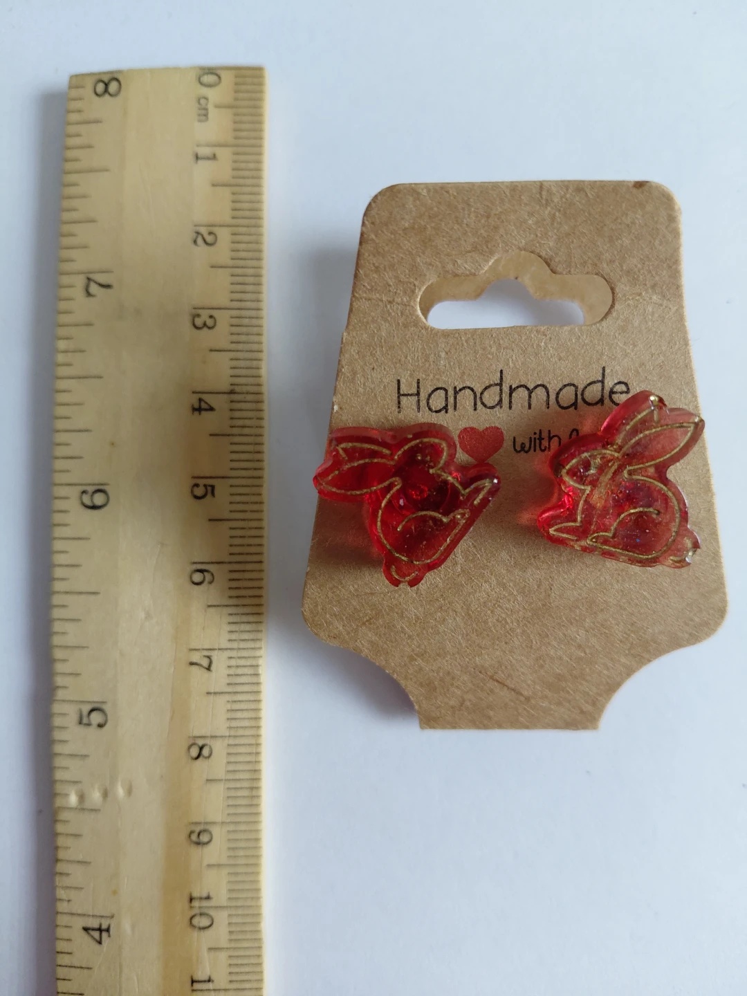 Red Bunny Earrings with Gold Detail - photo 3