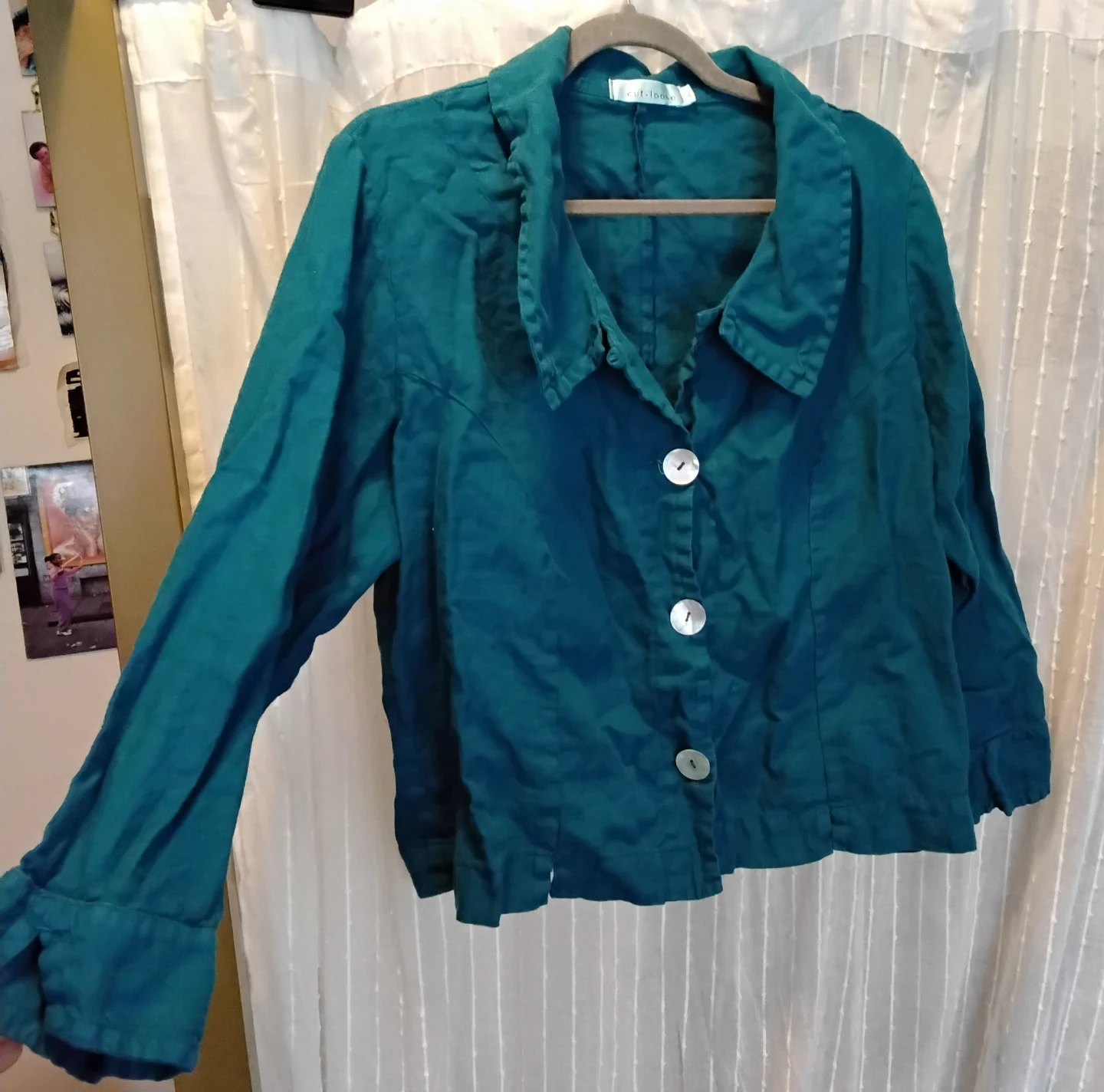 Cut Loose Women's Teal Linen spring coat