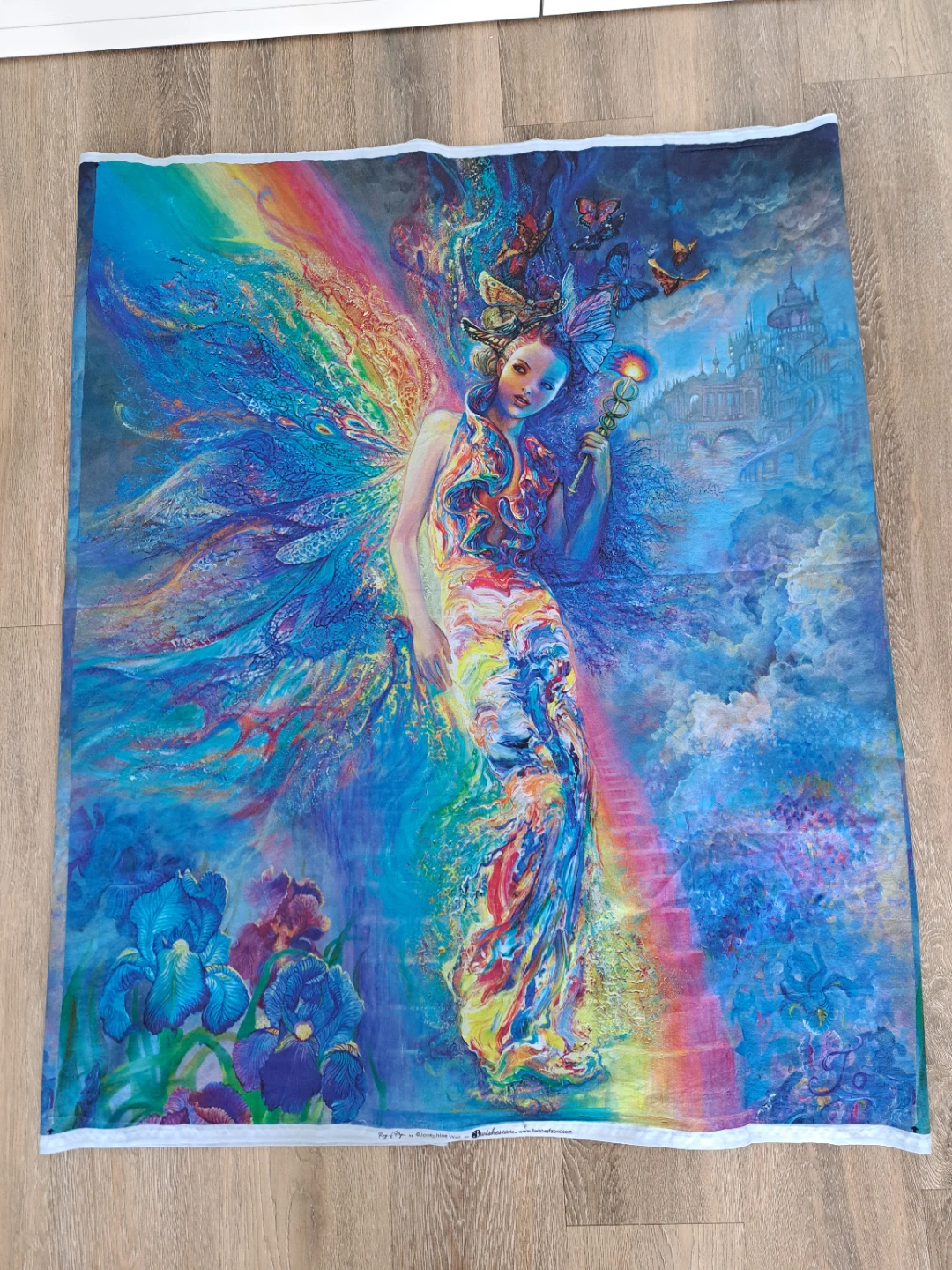 5 Paneles de algodón completos.Fairy Rainbow Fabric.