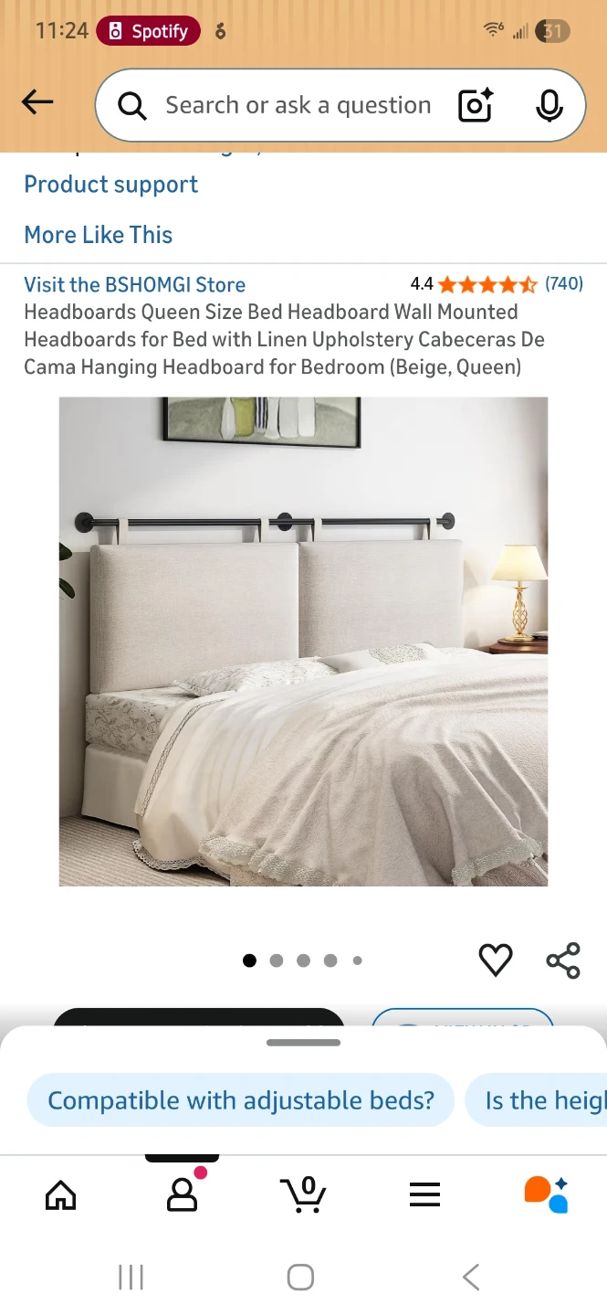 Beige Linen Upholstery Hanging Headboard - photo 4