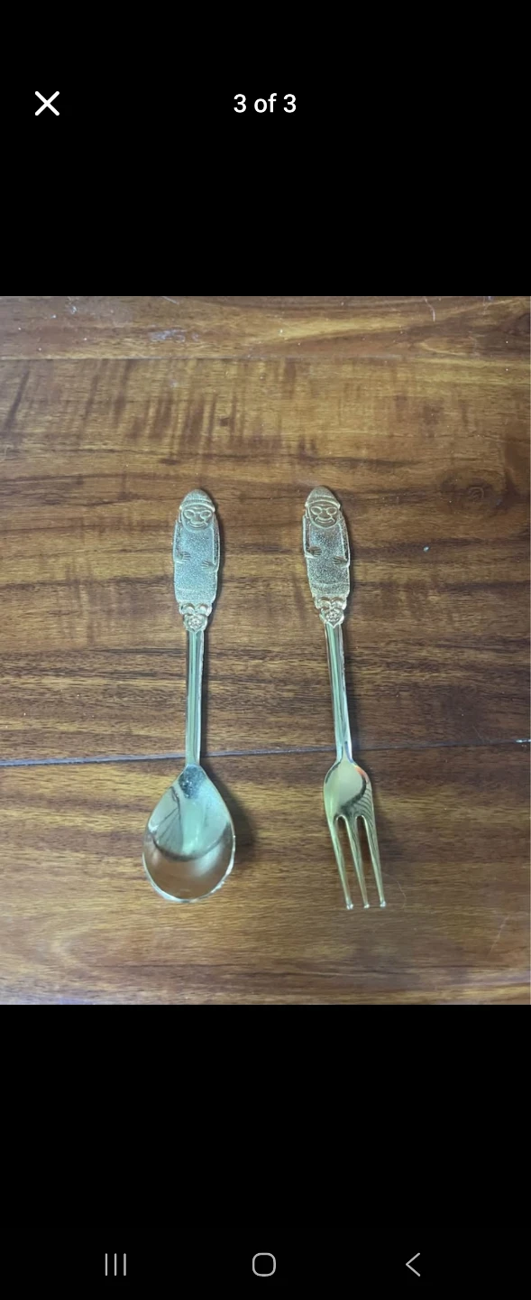 Korean Gold-Plated Spoon and Fork Set