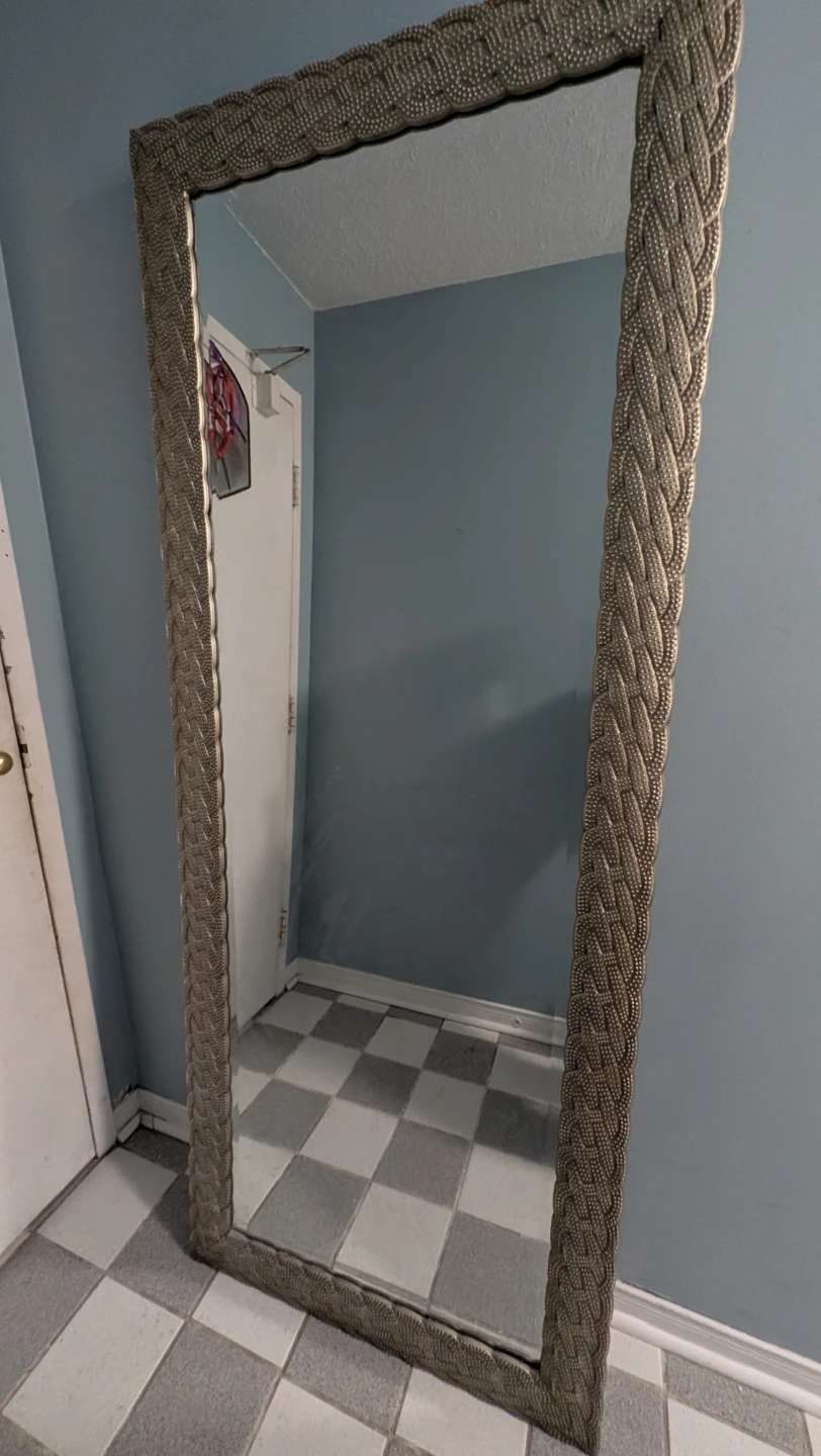 Decorative Full-Length Mirror with Braided Frame