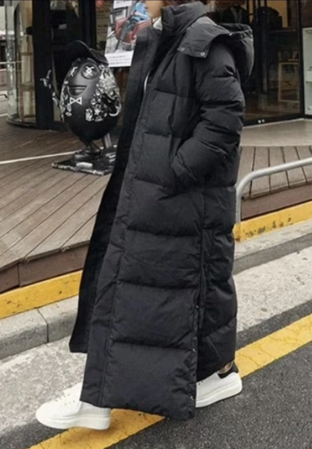 Dazy Long Puffer Coat - Black, Size S - photo 2