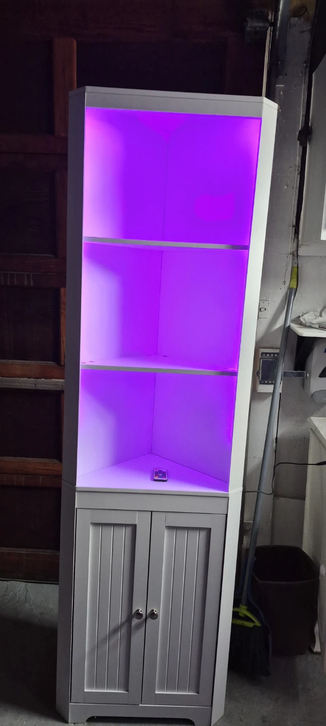White Corner Shelf with LED Lights