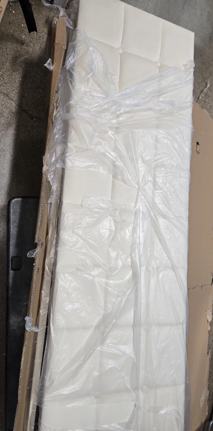 King Size Bed Frame - Beige Velvet Upholstered with Headboard - photo 4