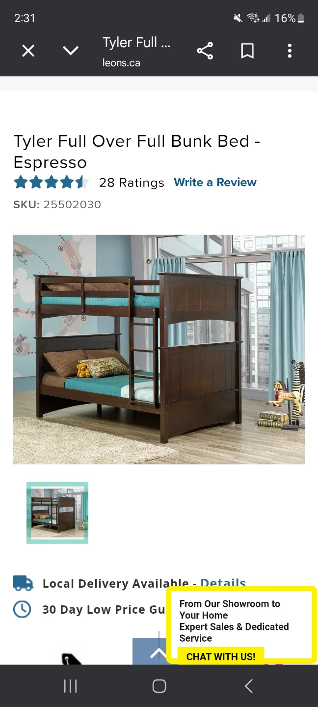 Tyler Full Over Full Bunk Bed - Espresso