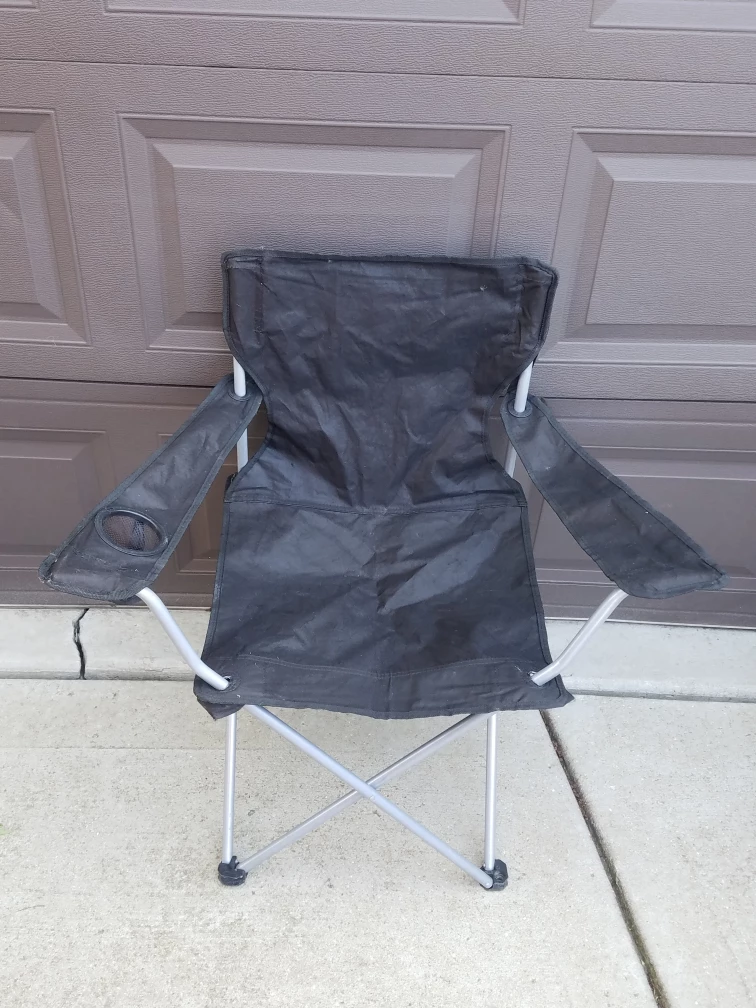 Black Folding Camping Chair with Cup Holder