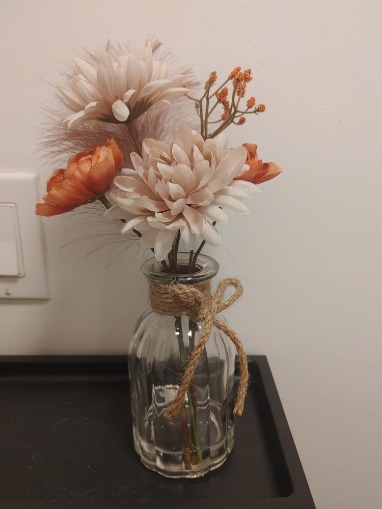 Decorative Faux Flower Arrangement in Glass Vase