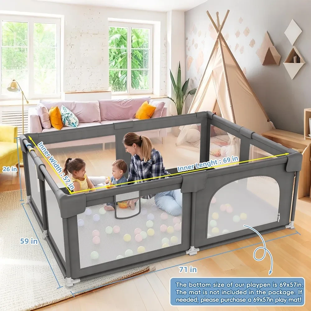 Grey Playpen for Toddlers