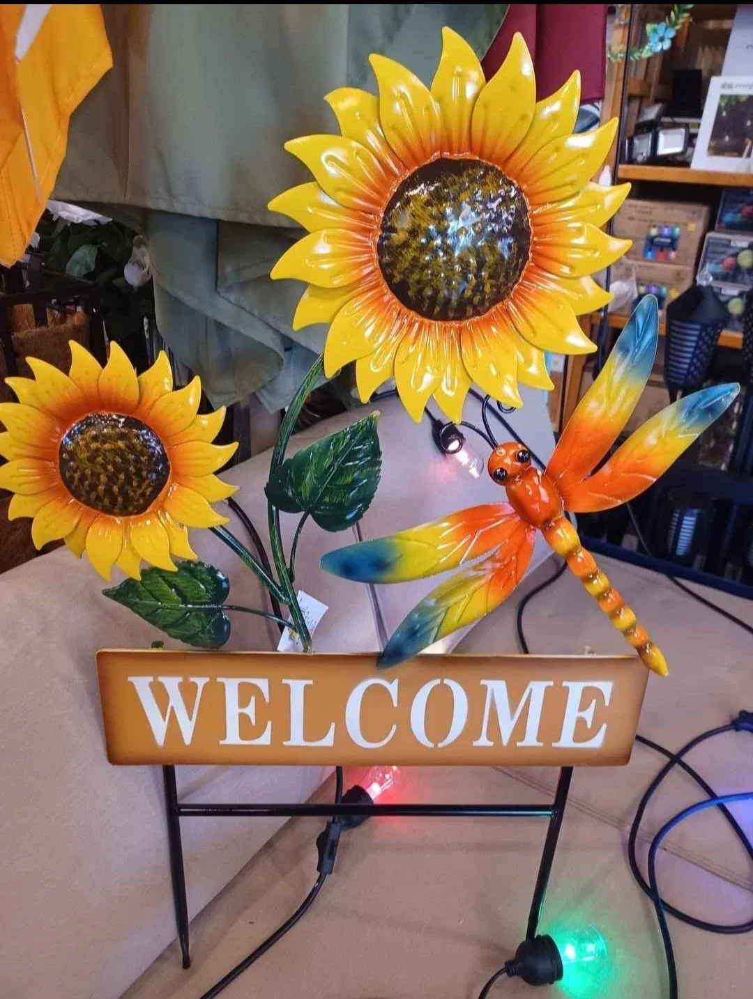 New Metal Sunflower's butterfly Welcome Sign Garden Decor . - photo 4