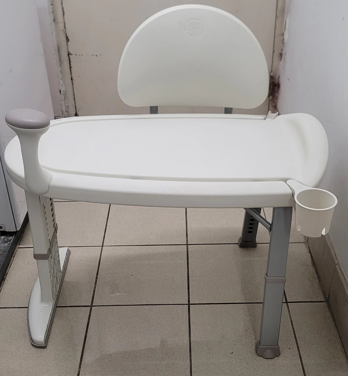 White Adjustable Bath Chair with Backrest