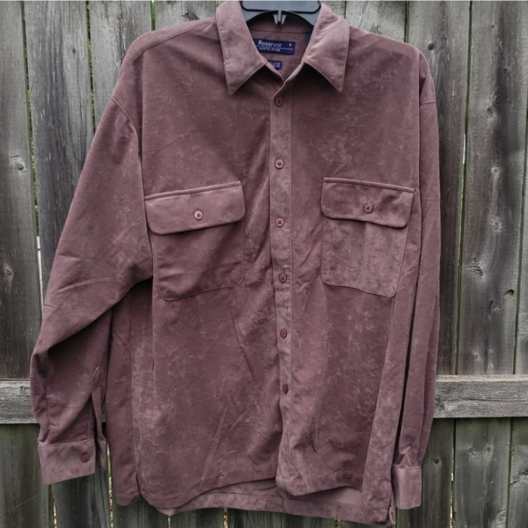 Reservoir World Wide Micro Suede Button-Up Shirt - Size M