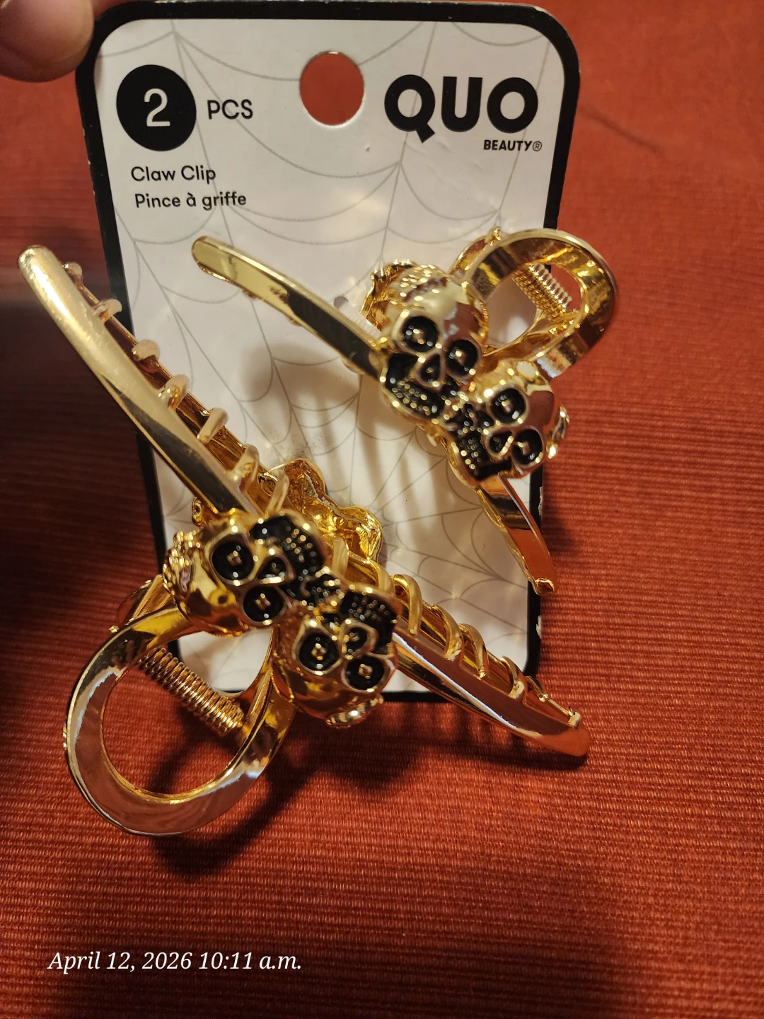 QUO Beauty Gold Skull Claw Clips (2 Pcs)
