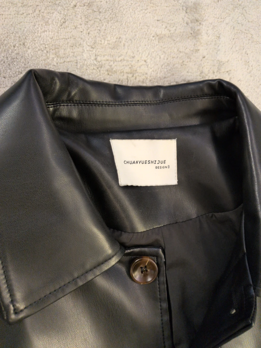 Black Faux Leather Trench Coat - photo 2